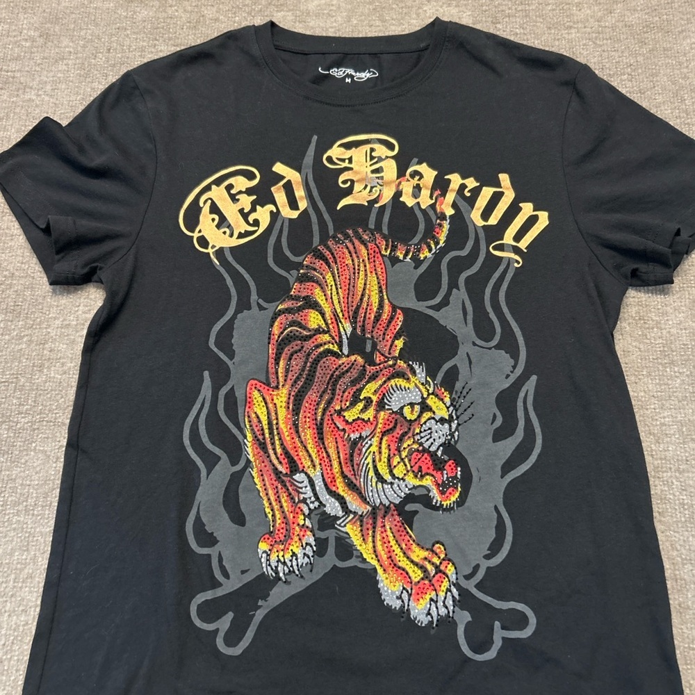 Ed Hardy Black Tee with Tiger Graphic